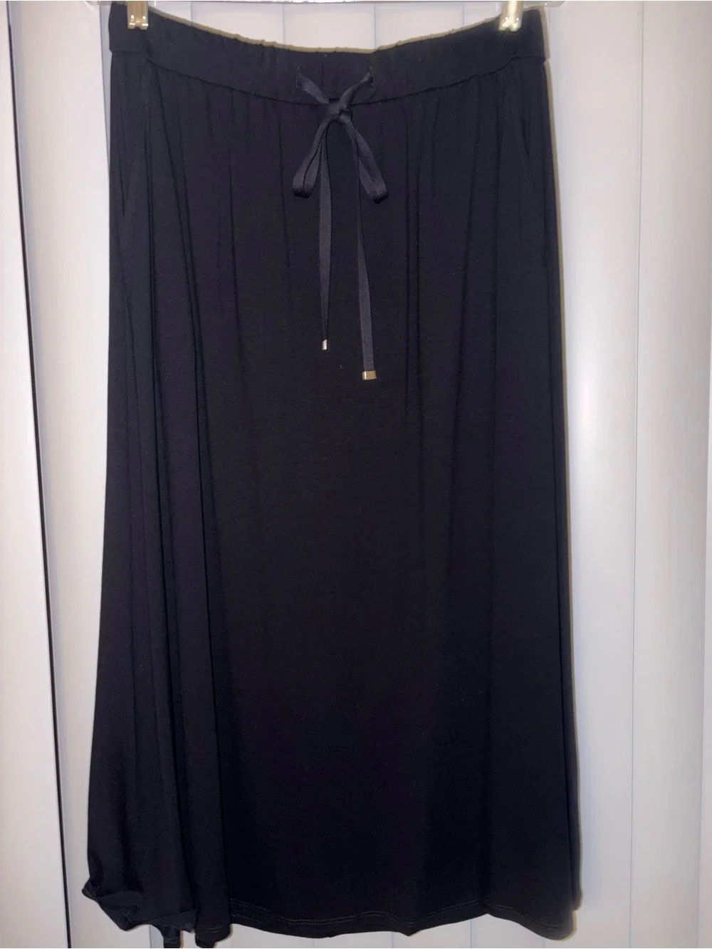 Eileen Fisher Black Drawstring Maxi Skirt